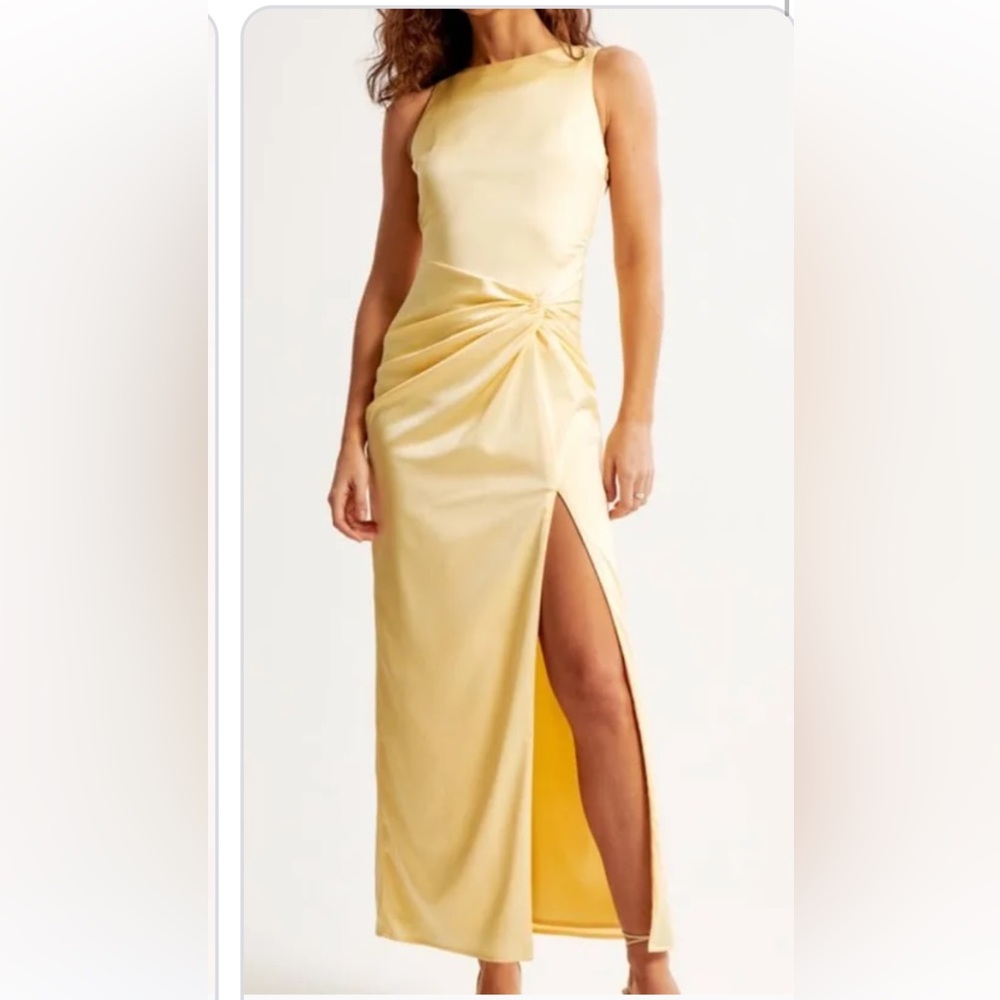 YELLOW SATIN ABERCROMBIE FULL LENGTH DRESS